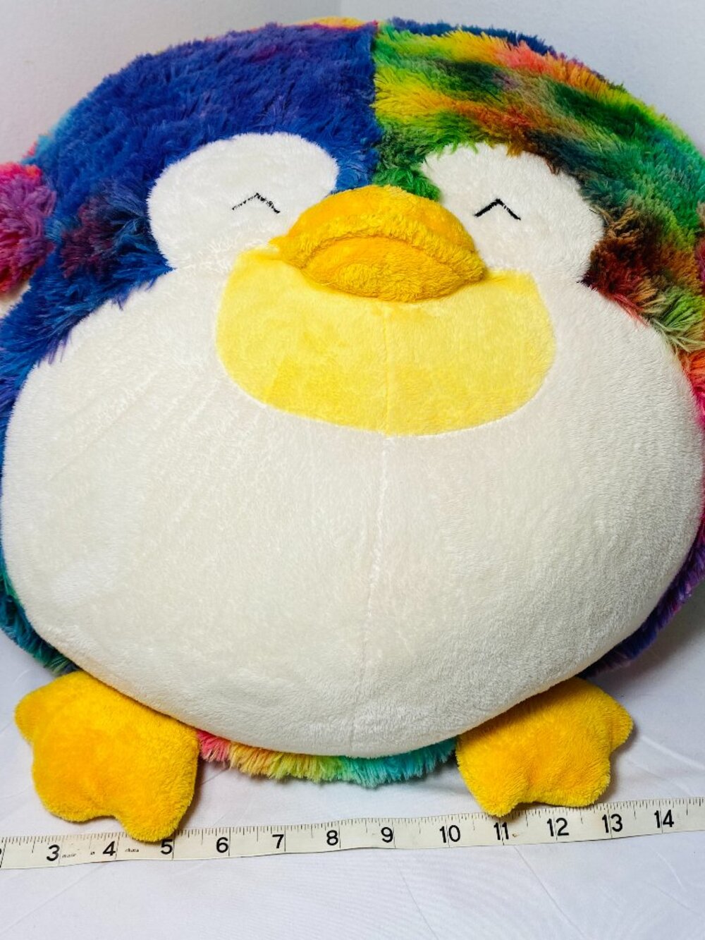 Retired SQUISHABLE Massive Prism Penguin Rainbow HTF Tie-Die Plush 16" 2014 EUC